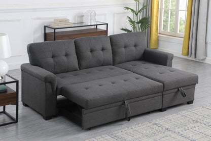 Lucca reversible sleeper sectional with storage chaise in dark gray fabric on Tampa Home & Garden Store