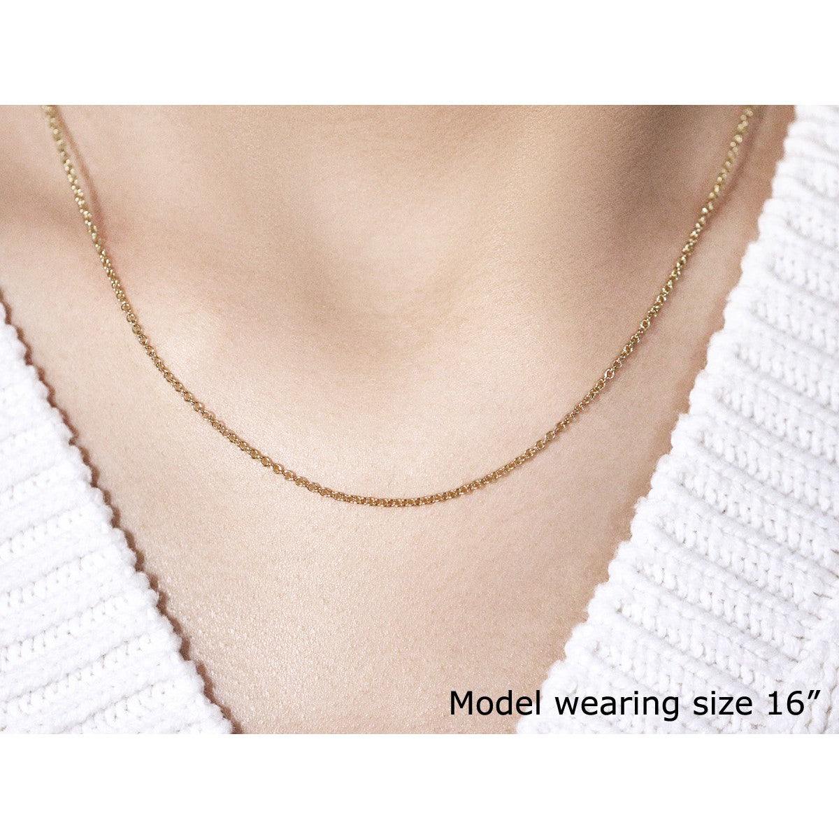 14k yellow gold round cable link chain necklace 1.5mm, delicate gold tone, Bids.com on Tampa Home & Garden Store