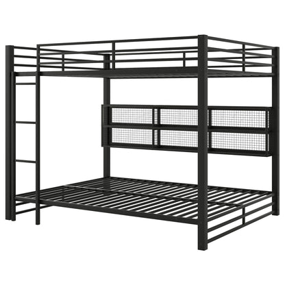 Queen over queen bunk bed frame in black metal with ladder and guard rails on Tampa Home & Garden Store