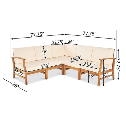 Perla 5 Pieces Outdoor Wood Patio Sofa Set