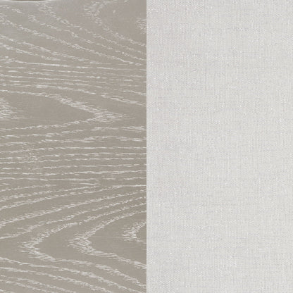 Katerina platform bed swatches: metallic beige woodgrain texture with light gray fabric on Tampa Home & Garden Store