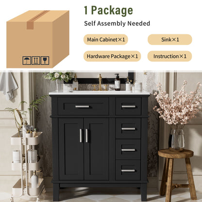 Bathroom vanity with sink, storage cabinet, deep drawers, black finish HouseOfZazla on Tampa Home & Garden Store