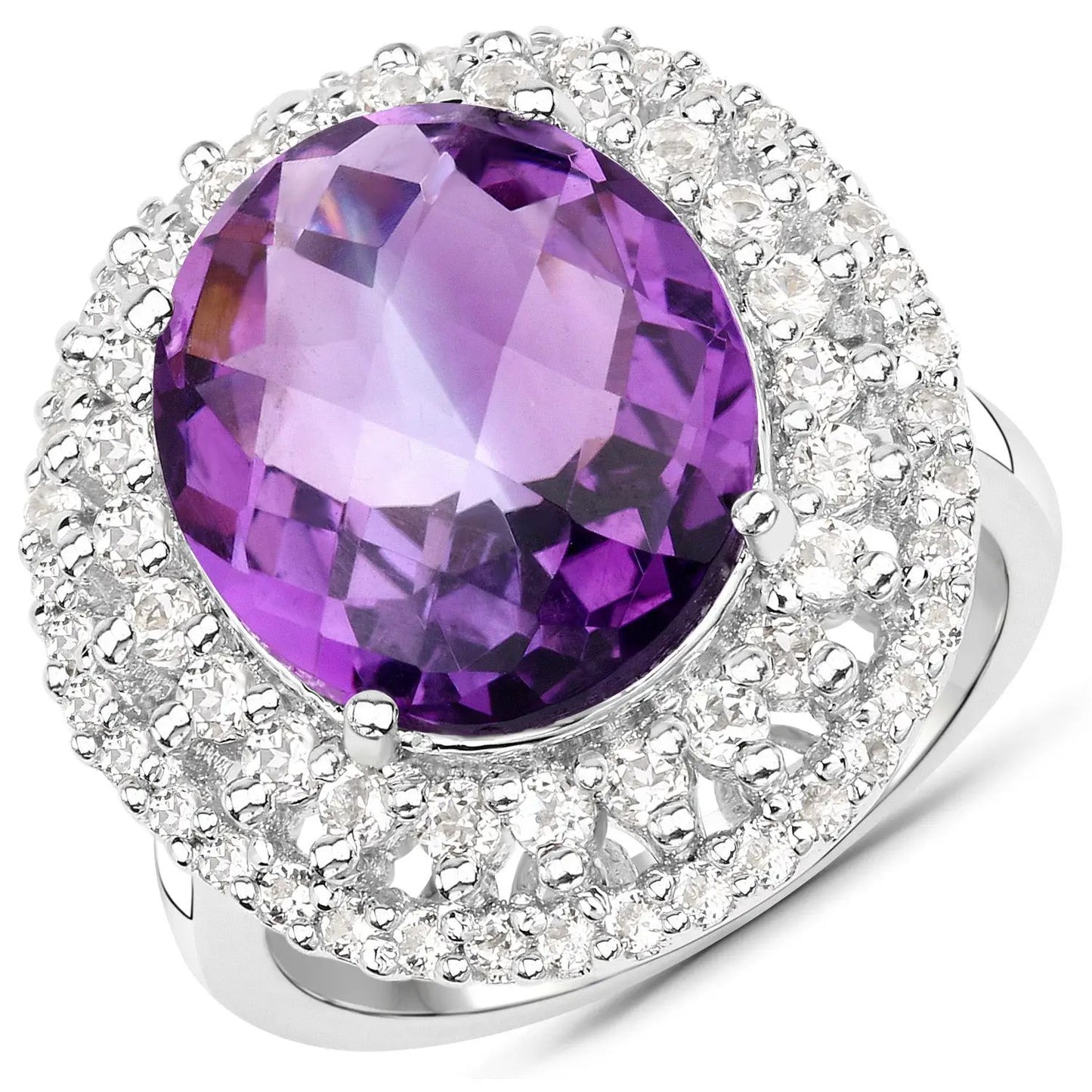 8.41ct genuine amethyst and white topaz halo ring in .925 sterling silver by Bids.com on Tampa Home & Garden Store