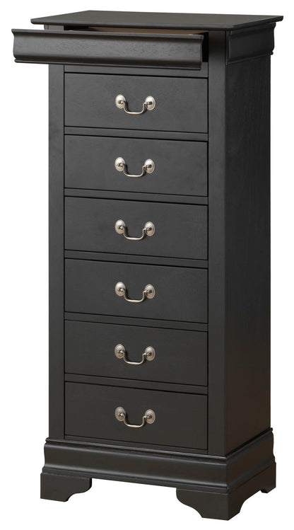 Traditional style lingerie chest in black with English dovetail drawers and brass handles on Tampa Home & Garden Store