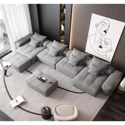 Modern oversized DIY combination modular sectional sofa with pillows in gray fabric on Tampa Home & Garden Store