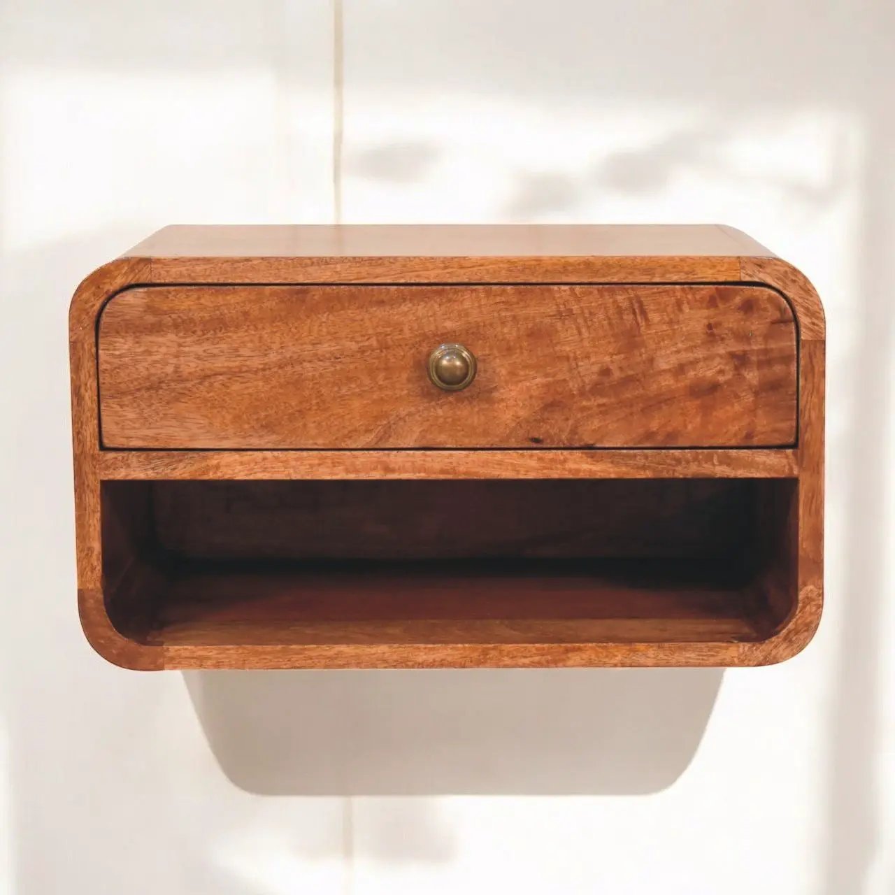 Curve Upper Slot Floating Nightstand with Drawer