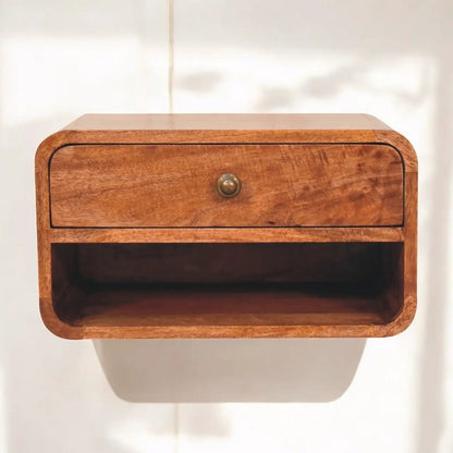 Curve Upper Slot Floating Nightstand with Drawer