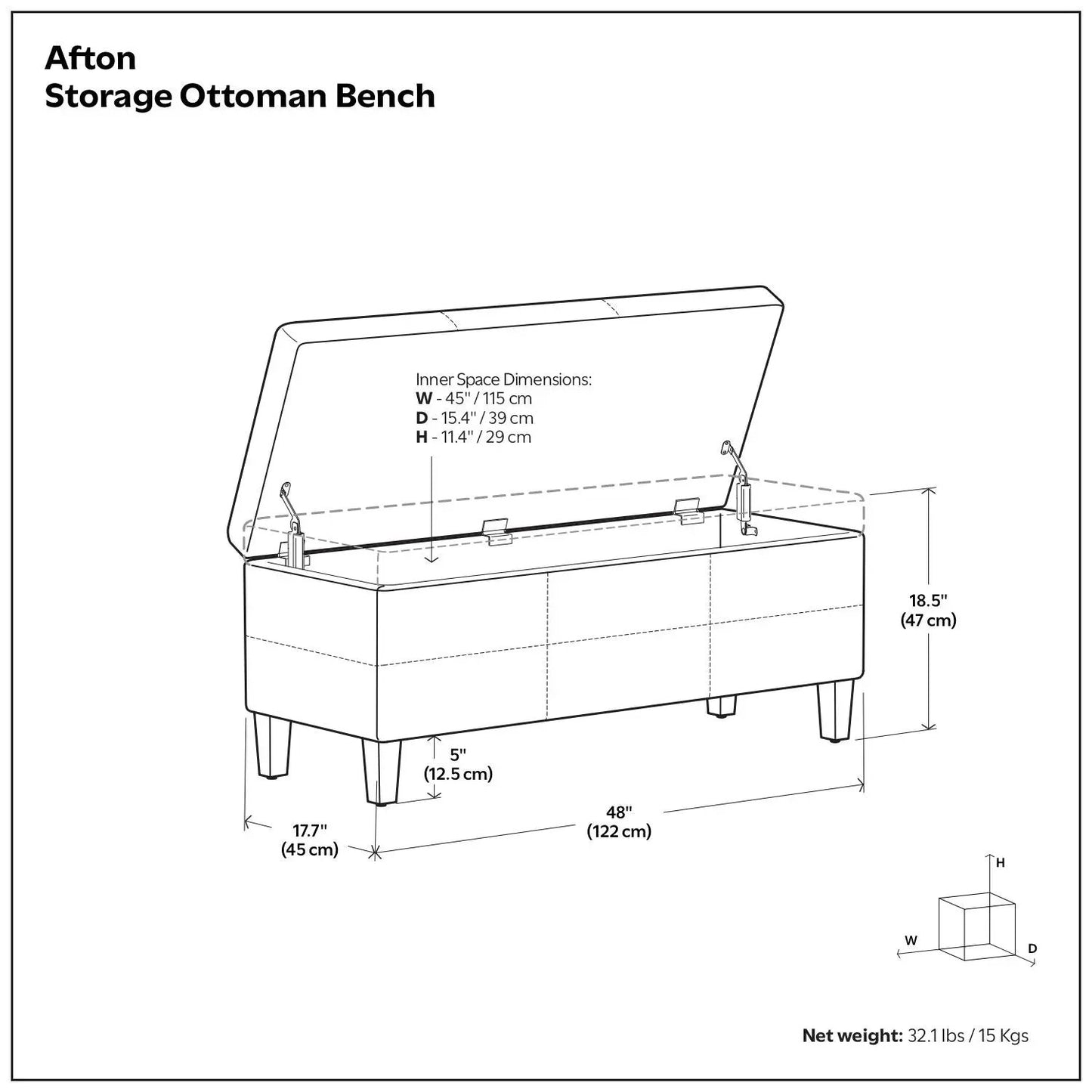 Afton Large Storage Ottoman Bench and Living Room