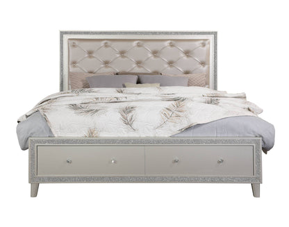 Sliverfluff LED Storage Bed with Padded Headboard