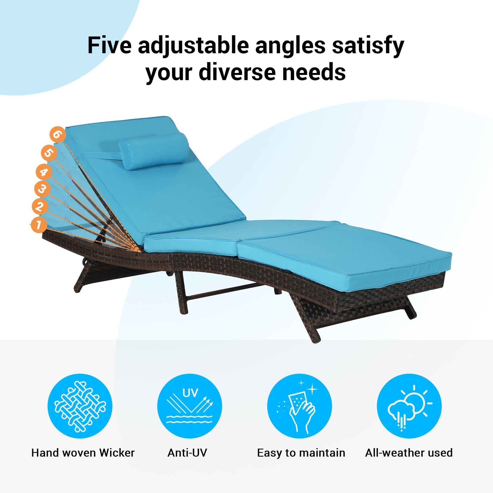 Outdoor wicker reclining chairs set of 2 with blue cushions by HouseOfZazla on Tampa Home & Garden Store