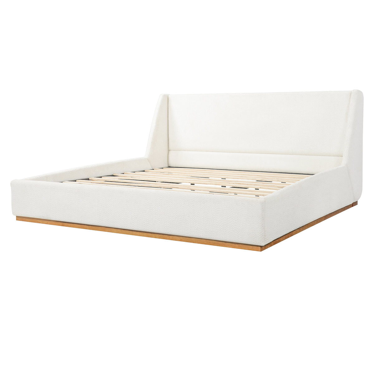 Luxury Upholstered Bed With Wings white fabric, winged headboard by HouseOfZazla on Tampa Home & Garden Store