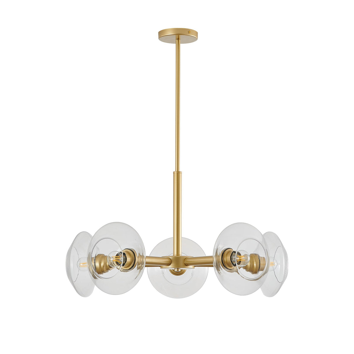 26in modern gold 5-light Sputnik chandelier with clear glass globes on Tampa Home & Garden Store