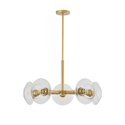 26in modern gold 5-light Sputnik chandelier with clear glass globes on Tampa Home & Garden Store