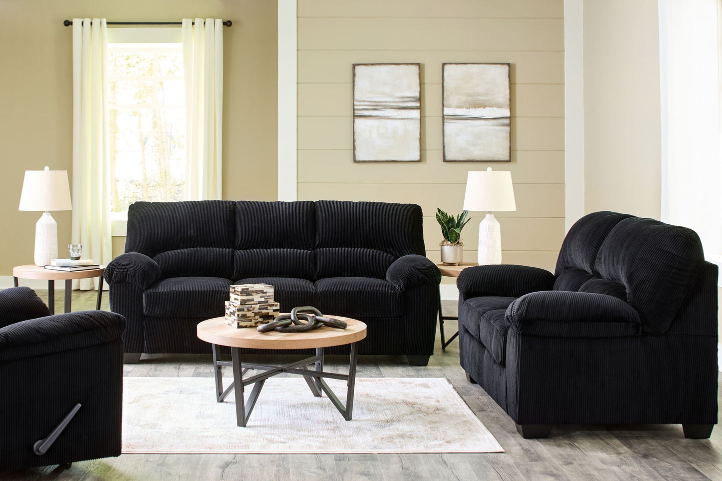 SimpleJoy Corduroy Living Room Sofa and Loveseat