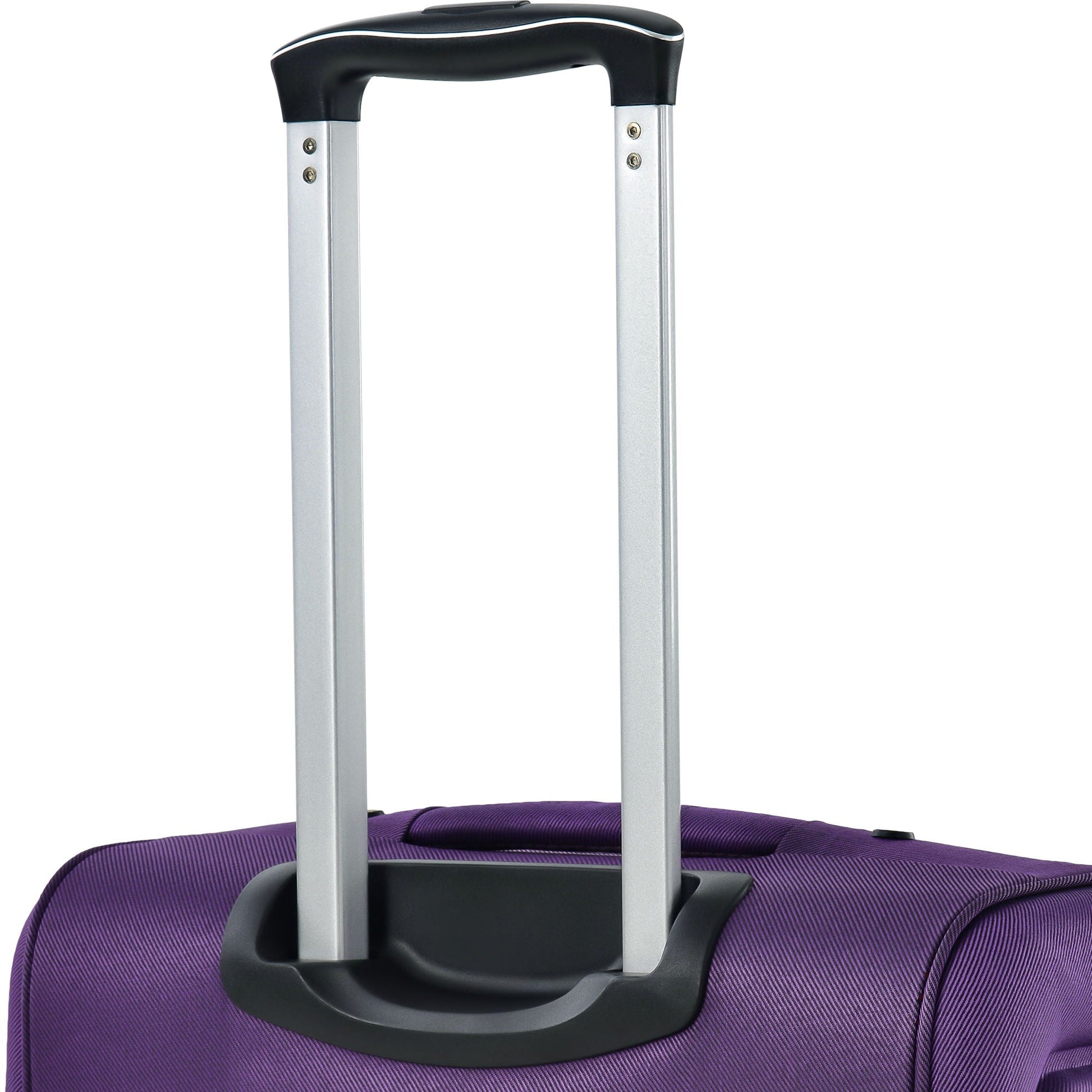Purple softside luggage with silver telescoping handle and black grip, upright suitcase on Tampa Home & Garden Store