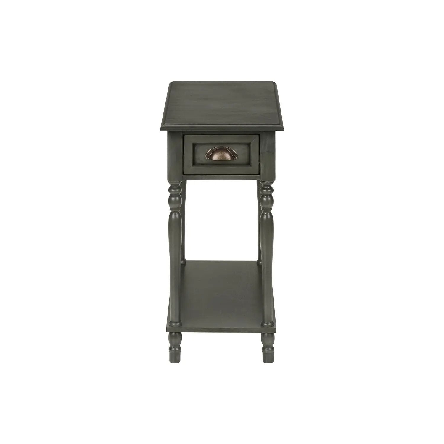 Accent Side Table with 2-tier storage drawer and copper handle, dark gray finish on Tampa Home & Garden Store