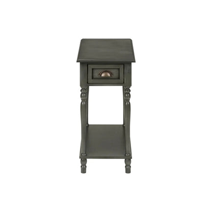 Accent Side Table with 2-tier storage drawer and copper handle, dark gray finish on Tampa Home & Garden Store