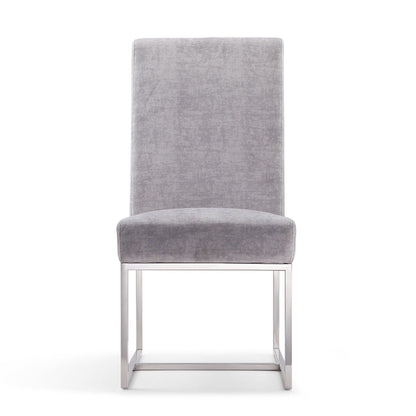 Element Dining Chair gray velvet upholstery with chrome metal legs on Tampa Home & Garden Store