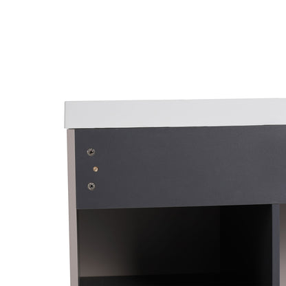 HouseOfZazla freestanding vanity with soft-close, dark charcoal cabinet and light gray top on Tampa Home & Garden Store