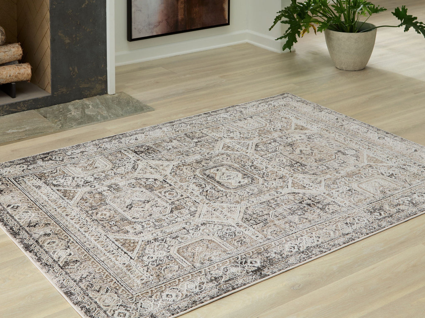Junley rug beige gray oriental pattern, Unique Piece Furniture area rug on Tampa Home & Garden Store