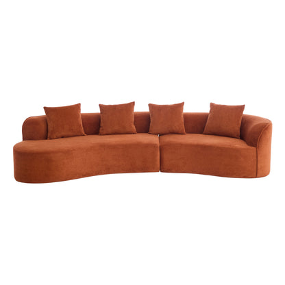 126in Curved Sectional Sofa Dark Orange with full foam cushions HouseOfZazla on Tampa Home & Garden Store