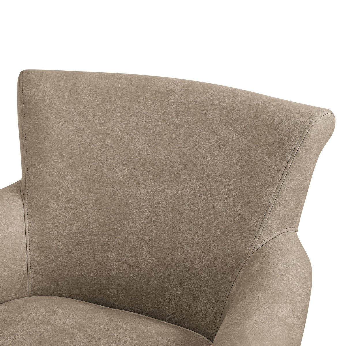 Westly Swivel Accent Chair taupe faux leather backrest with stitching, 360-degree swivel on Tampa Home & Garden Store