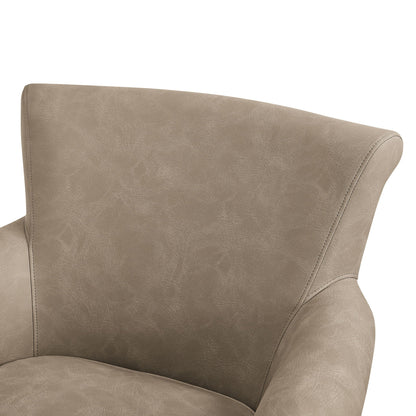 Westly Swivel Accent Chair taupe faux leather backrest with stitching, 360-degree swivel on Tampa Home & Garden Store