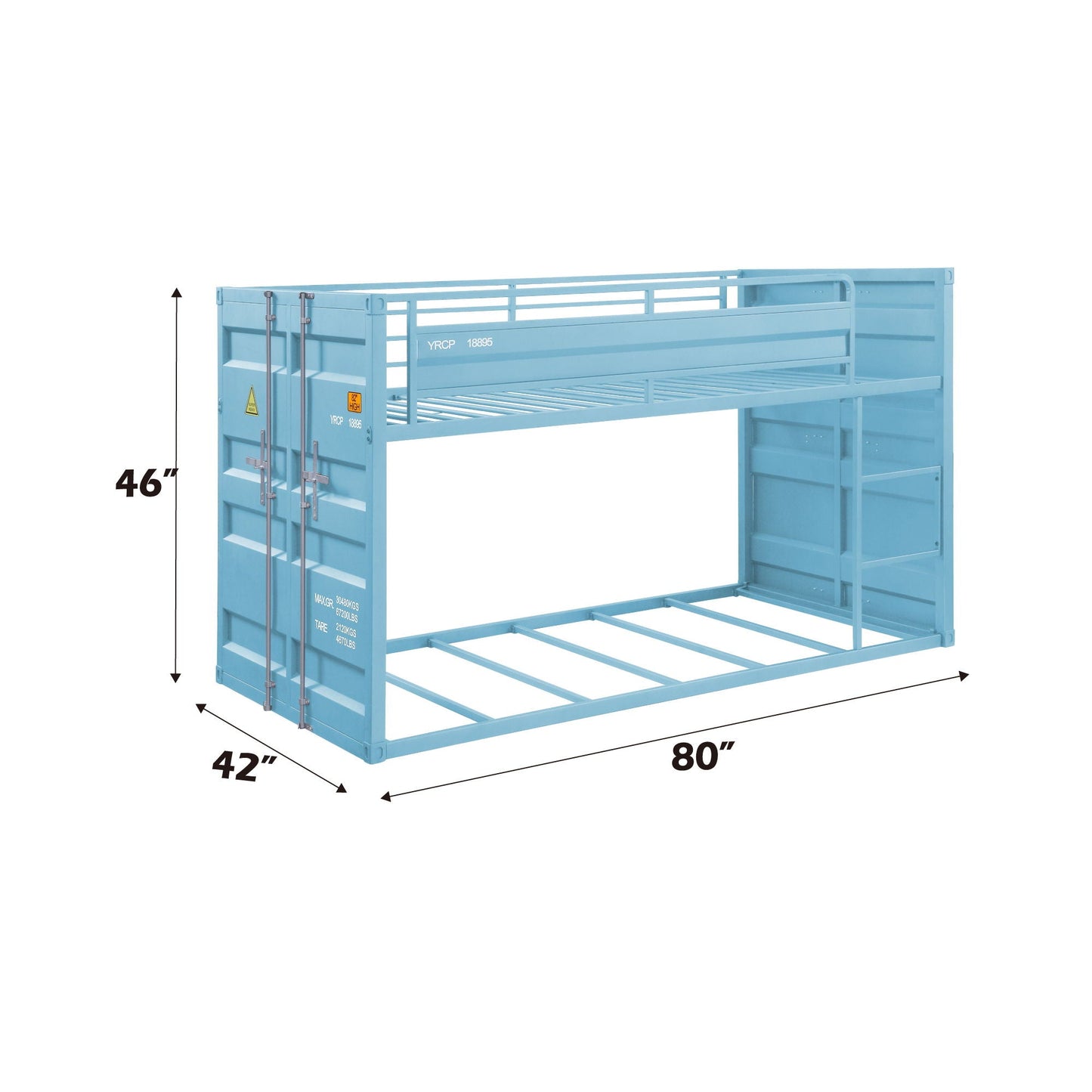 Cargo Twin Over Twin Bunk Bed blue metal by HouseOfZazla with 2 bunks on Tampa Home & Garden Store