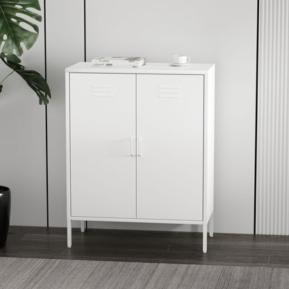 Accent cabinet with adjustable shelves white steel finish, two-door cabinet on Tampa Home & Garden Store