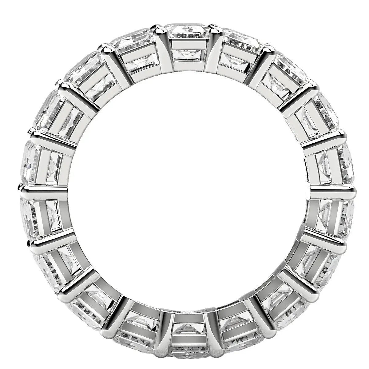 Emerald-cut lab-grown diamond eternity ring in 14k white gold, 8 cttw FG/VS2 on Tampa Home & Garden Store