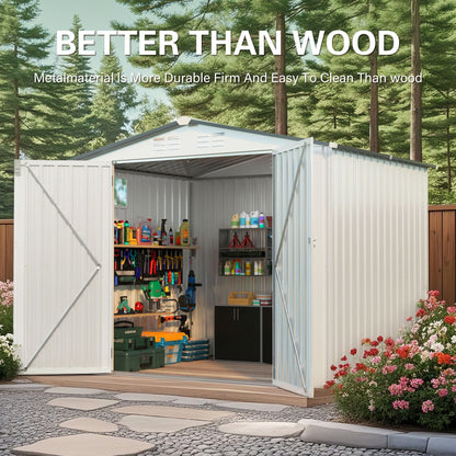 Metal Garden Storage Shed Pitched Roof And Door