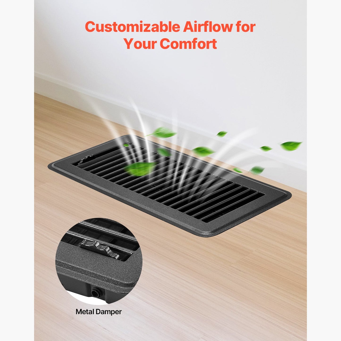 HouseOfZazla iron floor registers 4x10 inch 12-pack HVAC vent grilles with metal damper on Tampa Home & Garden Store