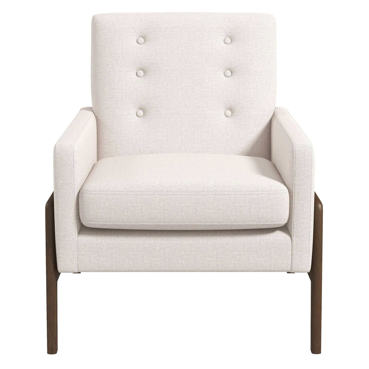 Cole Solid Wood Lounge Chair beige fabric with tufted back and dark wood legs by HouseOfZazla on Tampa Home & Garden Store