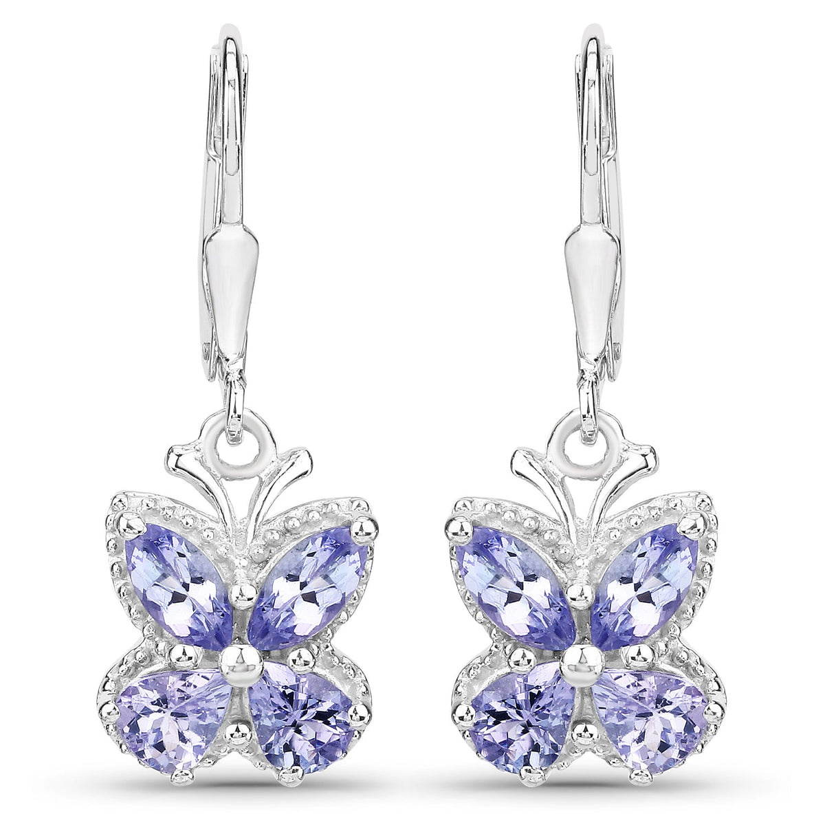 Earrings: 2.08ct Tanzanite, sterling silver butterfly dangle with lavender stones by Bids.com on Tampa Home & Garden Store