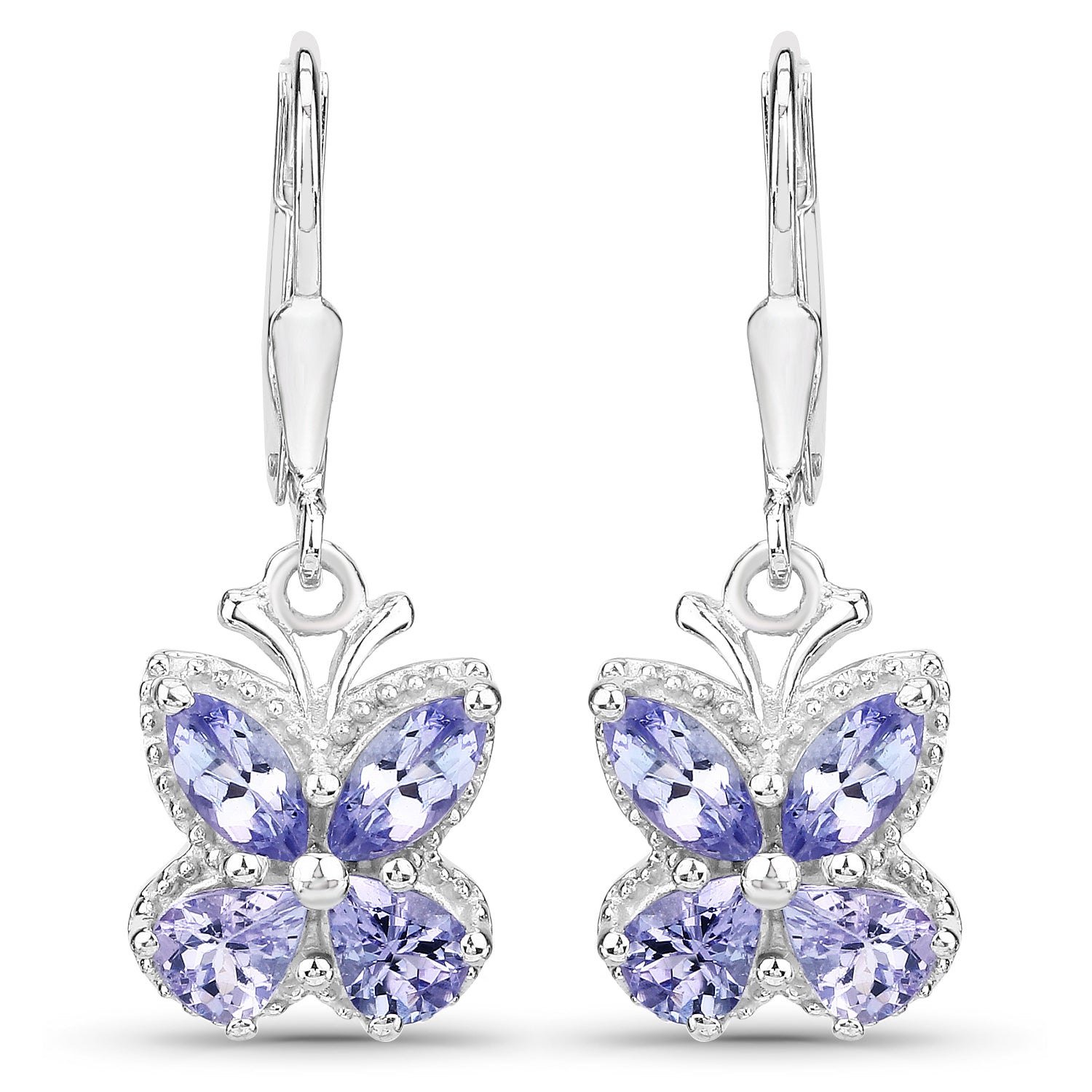 Earrings: 2.08ct Tanzanite, sterling silver butterfly dangle with lavender stones by Bids.com on Tampa Home & Garden Store