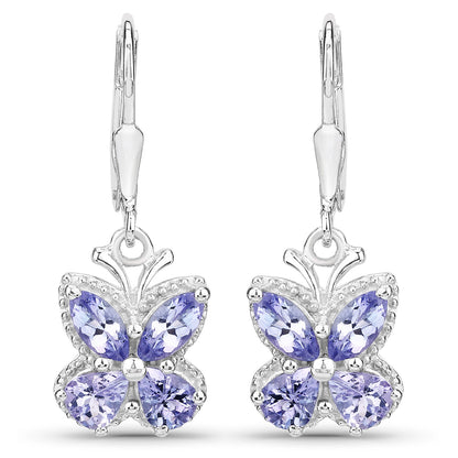 Earrings: 2.08ct Tanzanite, sterling silver butterfly dangle with lavender stones by Bids.com on Tampa Home & Garden Store