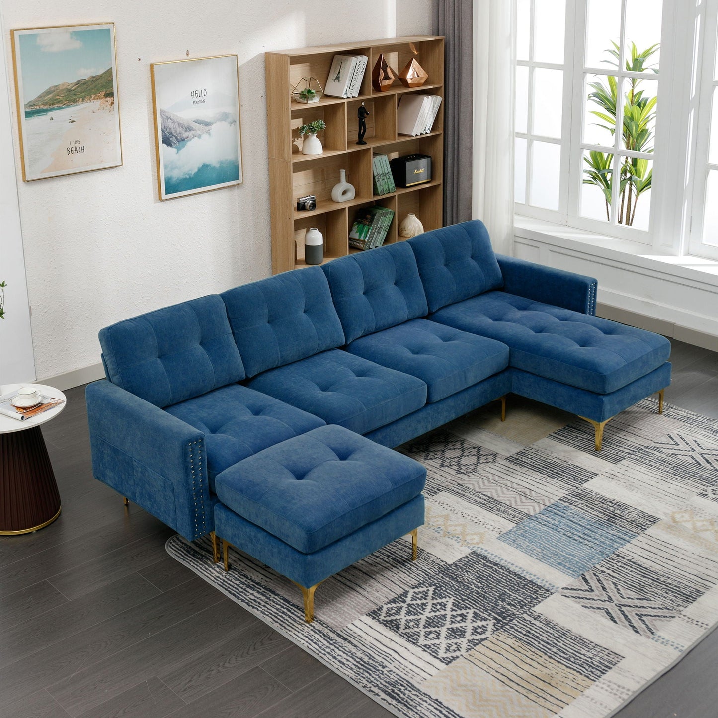 Modern Convertible Sectional Sofa and Ottoman