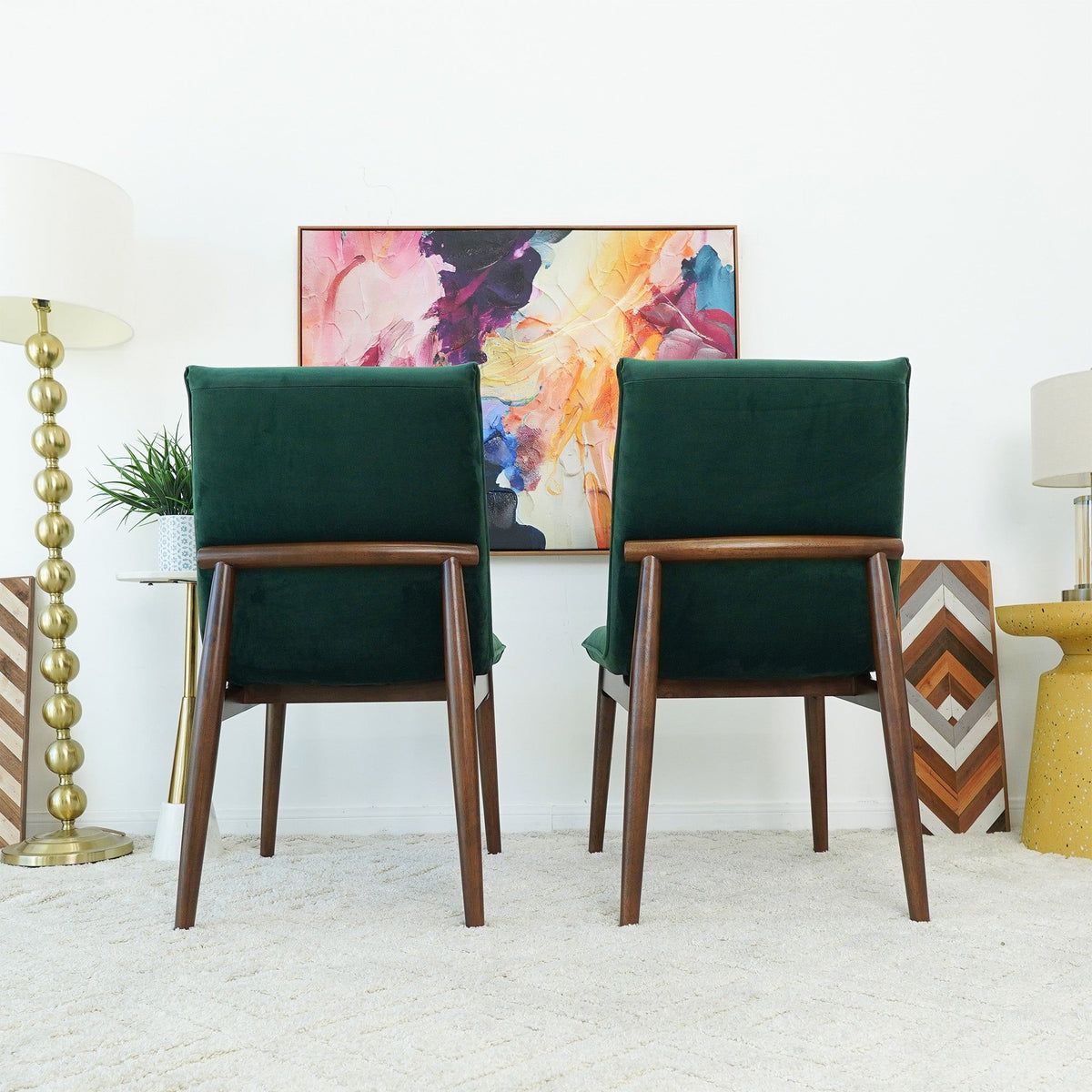 Monza Contemporary Dining Chair Set with solid wood frame in dark green, 2 chairs on Tampa Home & Garden Store