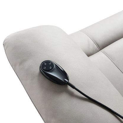 Chriki Power Motion Recliner with Lift Massage Chair beige upholstery with control dial on arm on Tampa Home & Garden Store