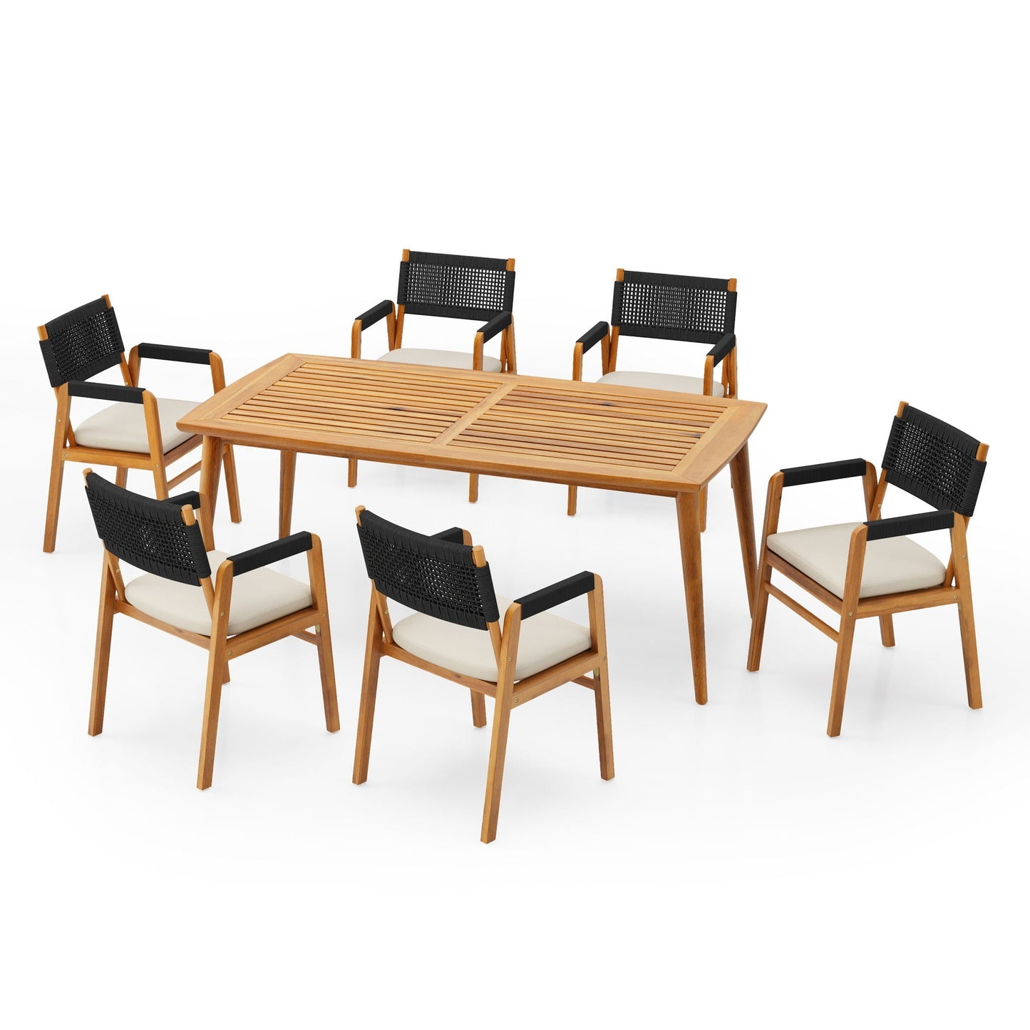 7 Piece Outdoor Dining Set with Rope Chairs