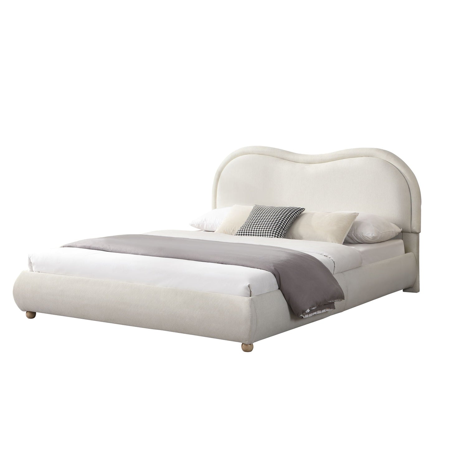 Upholstered Platform Bed with Curved Headboard