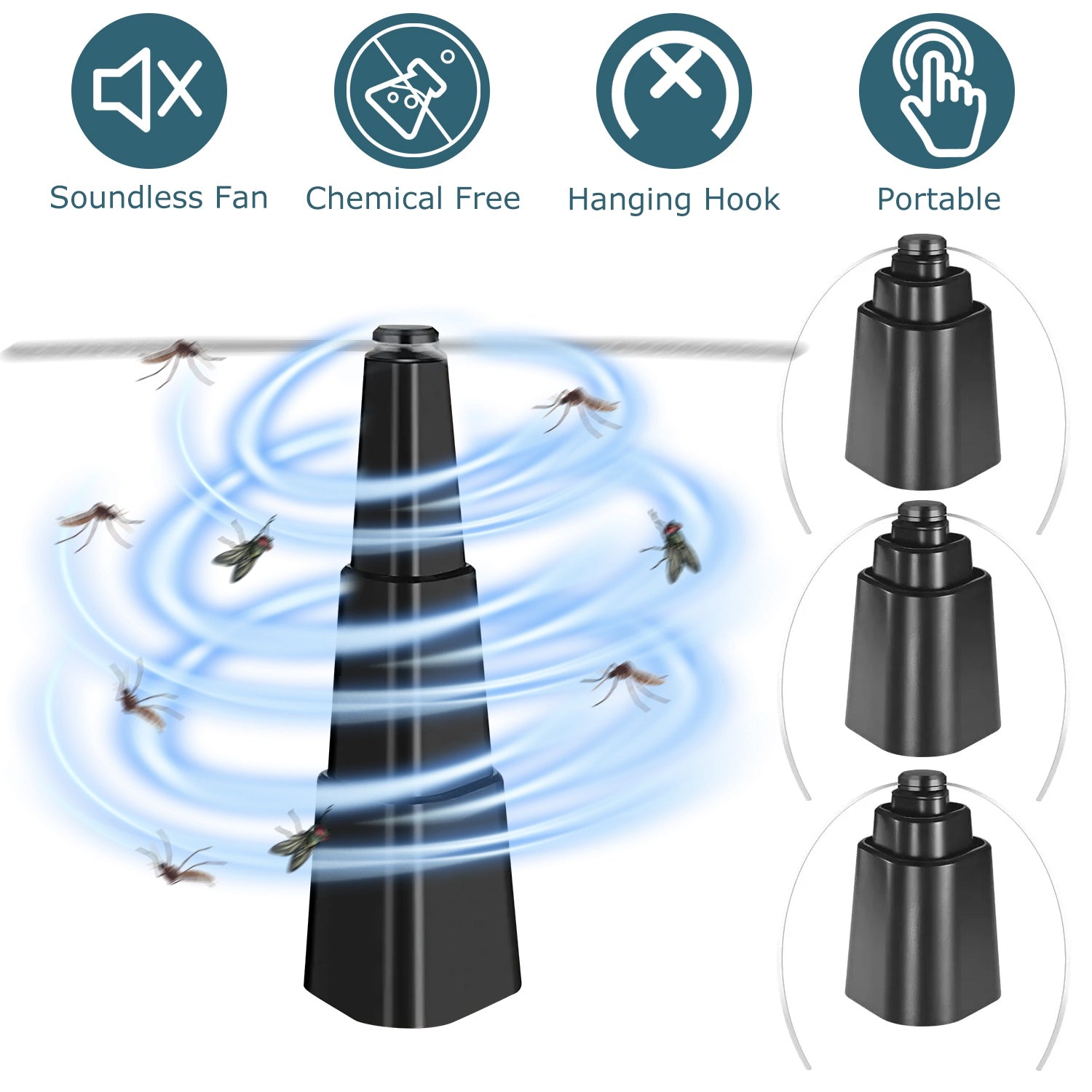 Fly repellent fan set by GemGear, 4Pcs tabletop battery-powered portable for party BBQs camping on Tampa Home & Garden Store