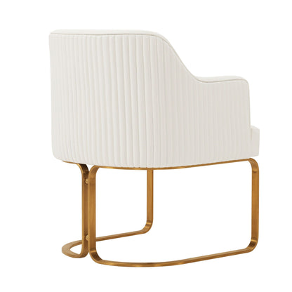 Modern dining chair with beige upholstery and gold cantilever base by HouseOfZazla on Tampa Home & Garden Store