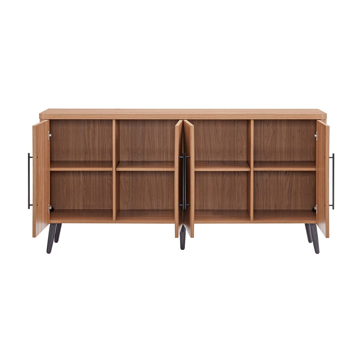 Mid-century modern sideboard by HouseOfZazla with adjustable shelves in natural oak finish on Tampa Home & Garden Store