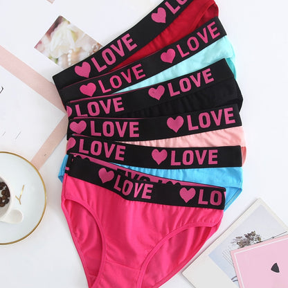Stevvex Soft Touch 6-pack seamless cotton bikini briefs for women in bright colors with pink LOVE waistband on Tampa Home & Garden Store