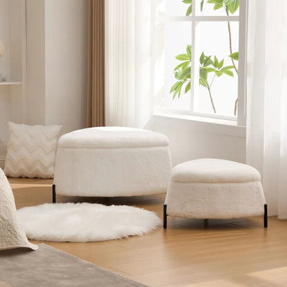 Upholstered Storage Ottoman With Reversible Lid