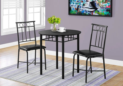 3 Piece Dining Table Set small round black metal table with circular-back chairs Unique Piece on Tampa Home & Garden Store