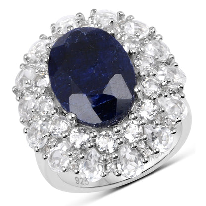 10.64ct dyed sapphire halo ring with white topaz set in .925 sterling silver by Bids.com on Tampa Home & Garden Store