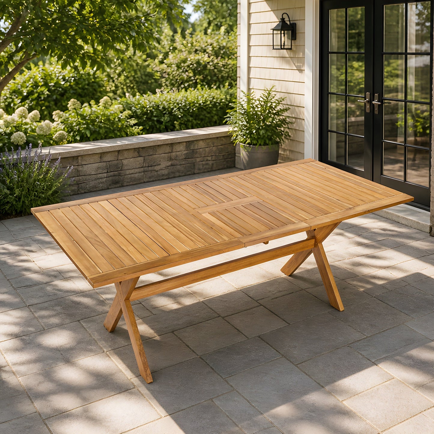 The Adjustable Acacia Wood Outdoor Dining Table