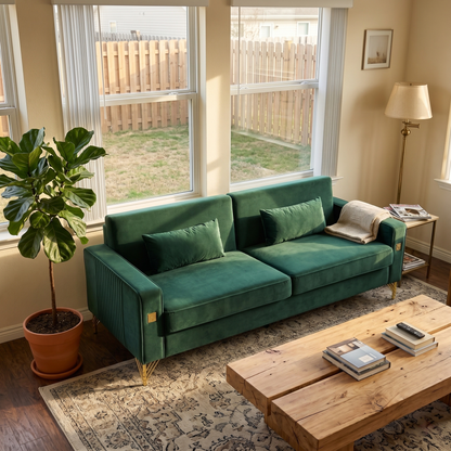 a Luxury Emerald Plush Sofa For Bedroom And Home